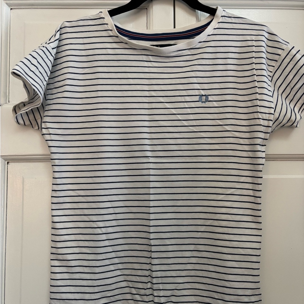 Fred Perry White and Navy Striped Tee